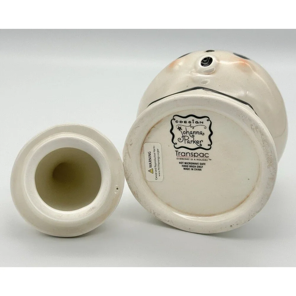 Johanna Parker Transpac Ghost Ceramic Candy Dish Canister Halloween Decor